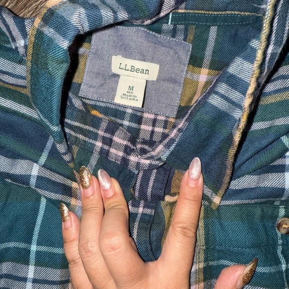 ll bean Tencel plaid button up shirt medium - Picture 3 of 5